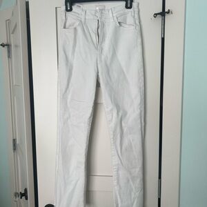 MOTHER Women's Straight Leg White Jeans